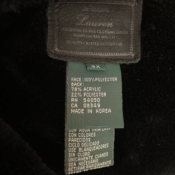 Women's 3X Lauren Ralph Lauren Black Faux Suede Latch Close Sherpa Fur Vest - Picture 6 of 6